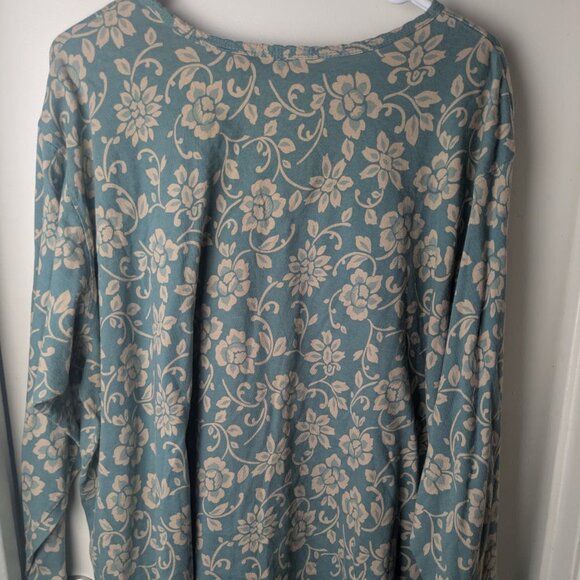 Nicole Summers PLUS Size 3X Cotton  Green Floral Print Top - Picture 4 of 4
